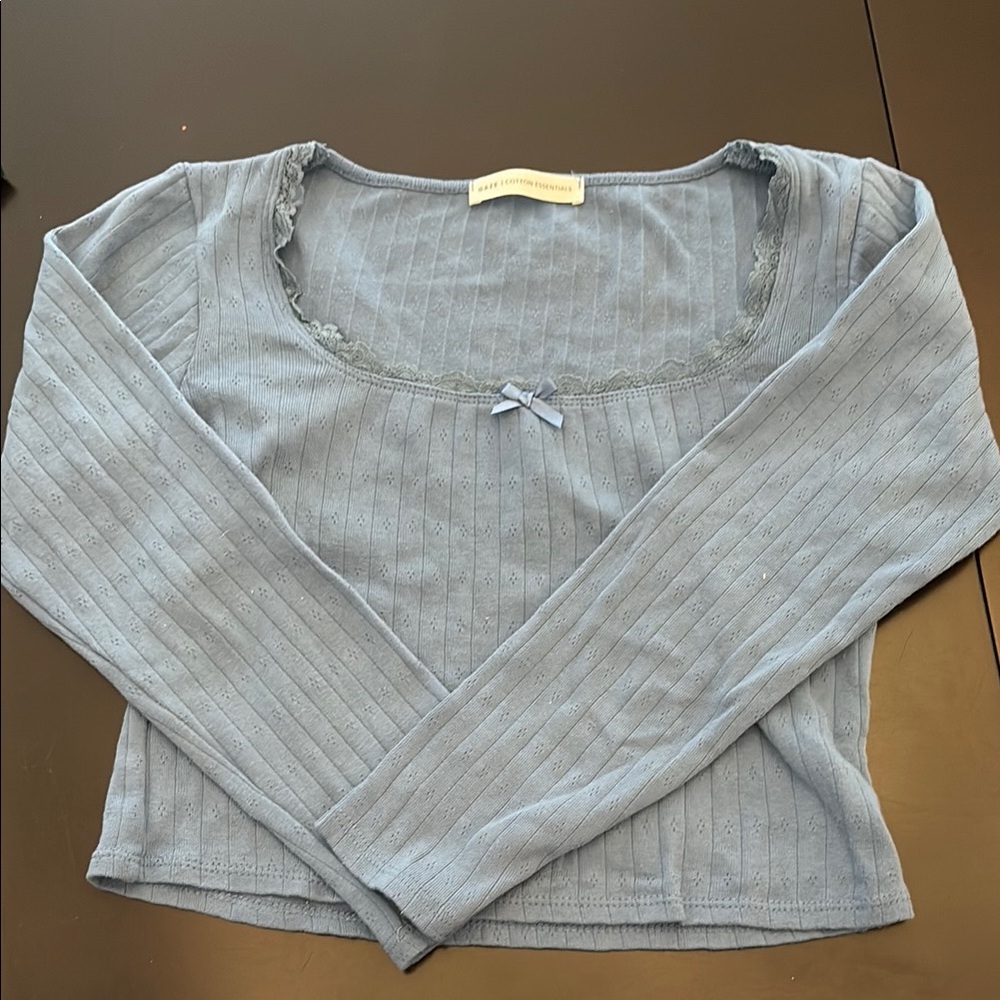 Blue Long Sleeve top GAZE|cotton essentials. Size small